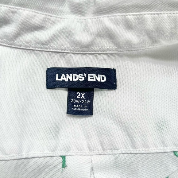 Lands' End Embroidered Cactus Shirt Women’s Size 2X (20W–22W) White Green Desert - Picture 3 of 12